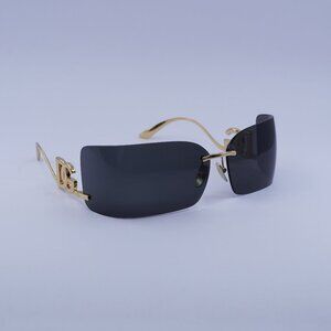 Dolce & Gabbana DG2319 02/87 Sunglasses Gold Rectangle Frame, Dark Grey Lenses
